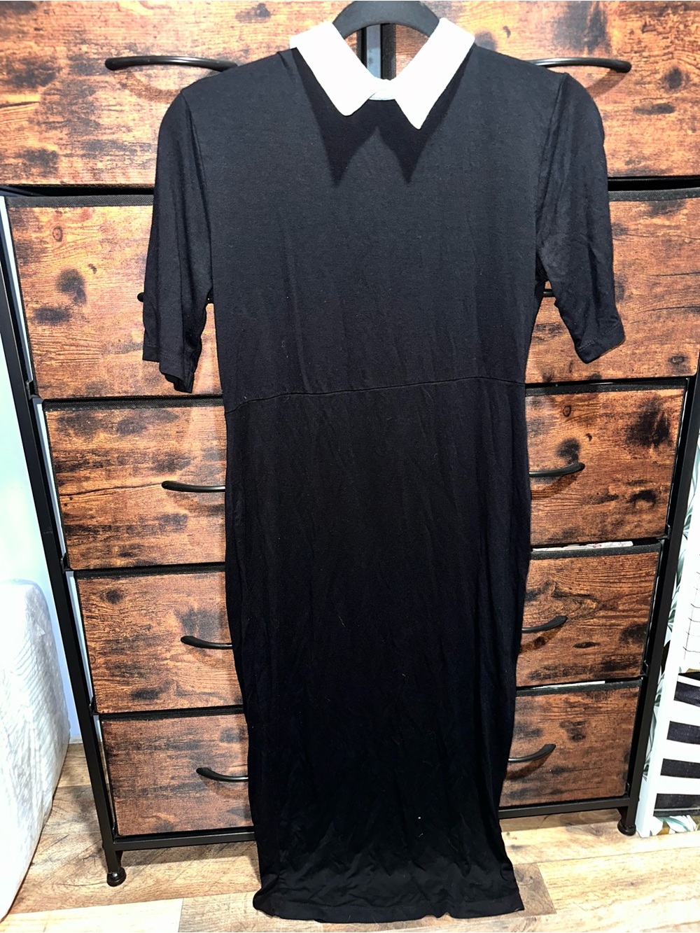 ASOS Black Maxi Dress with White Pointed Collar